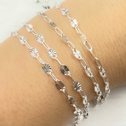 Sterling Silver Diamond Cut Marina & Smooth Oval Link Chains